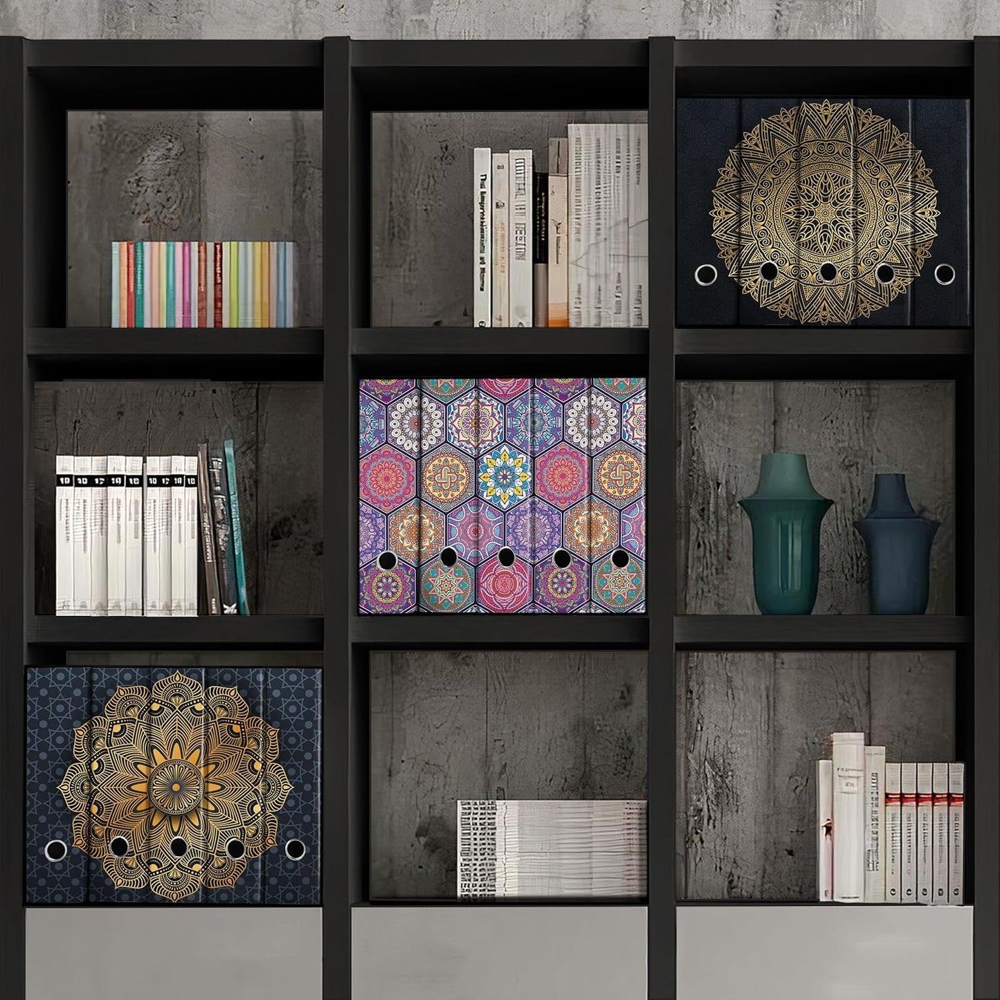 Set da 5 raccoglitori ad anelli MANDALA ORIENTALE - Faldoni SHAREPRINTING (H31 con 2 anelli)