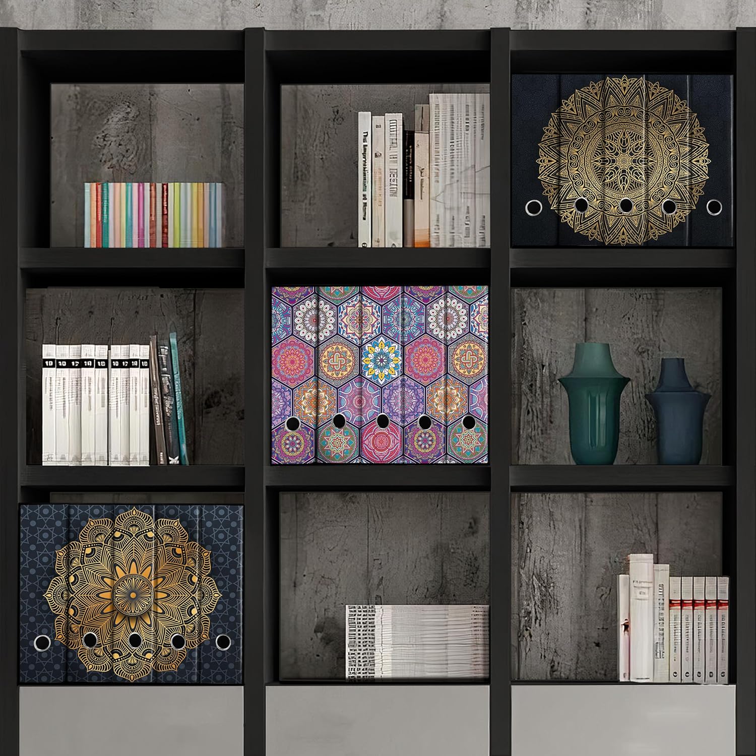 Set da 5 raccoglitori ad anelli MANDALA ORIENTALE - Faldoni SHAREPRINTING (H31 con 2 anelli)