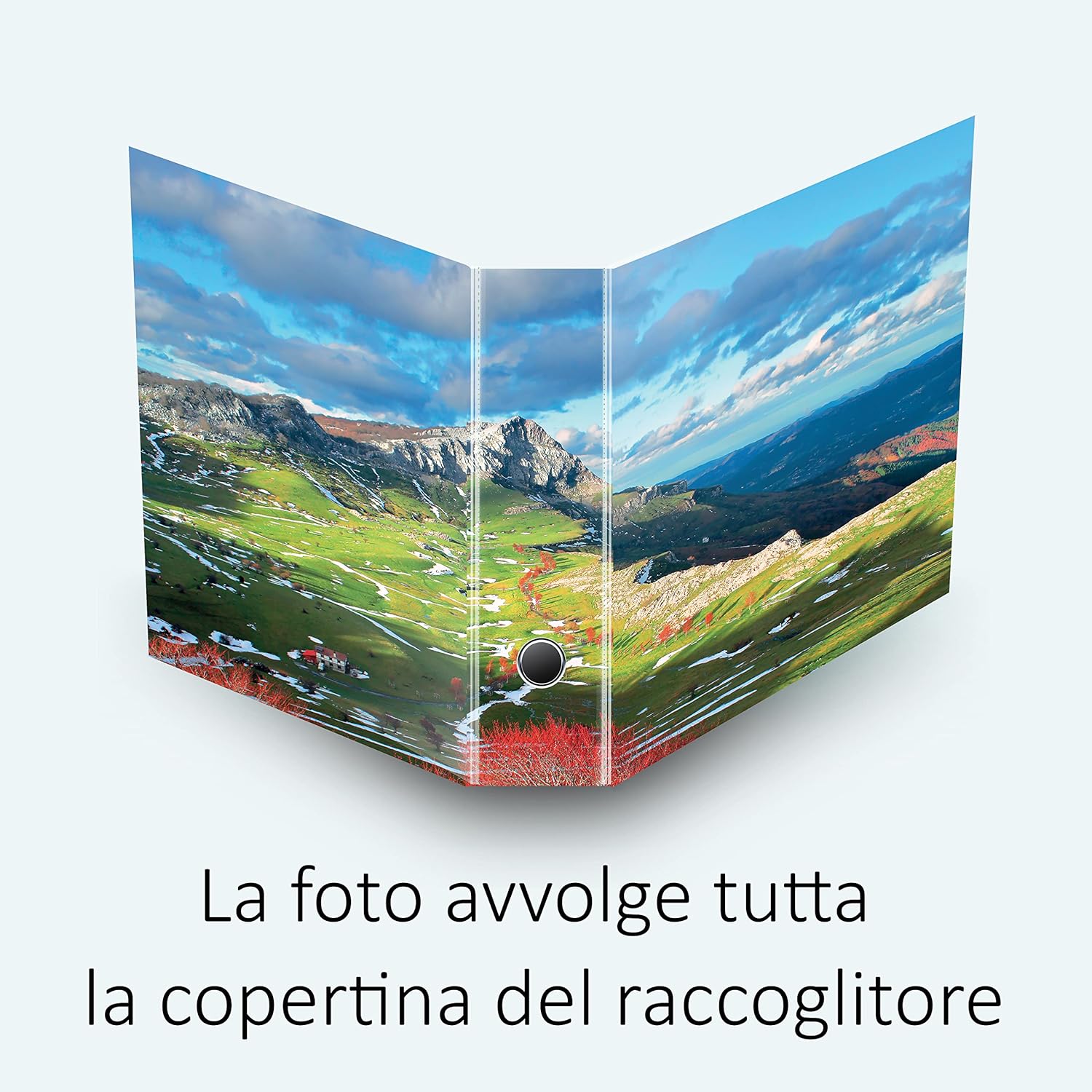 Set da 3 raccoglitori ad anelli - MONTAGNA con PRATI (H31 cm con 2 anelli)