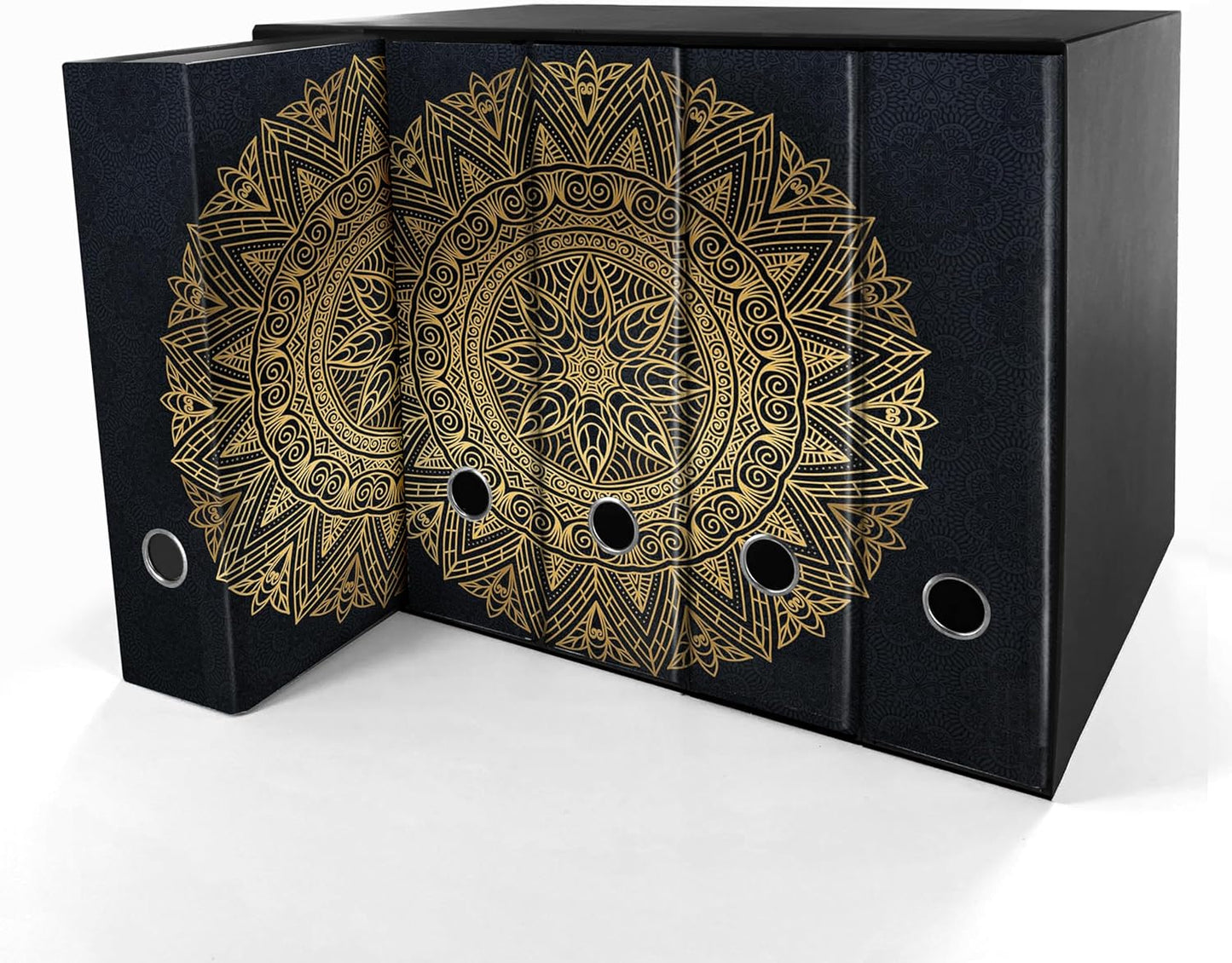 Set da 5 raccoglitori ad anelli MANDALA ORO - Faldoni SHAREPRINTING (H31 con 2 anelli)