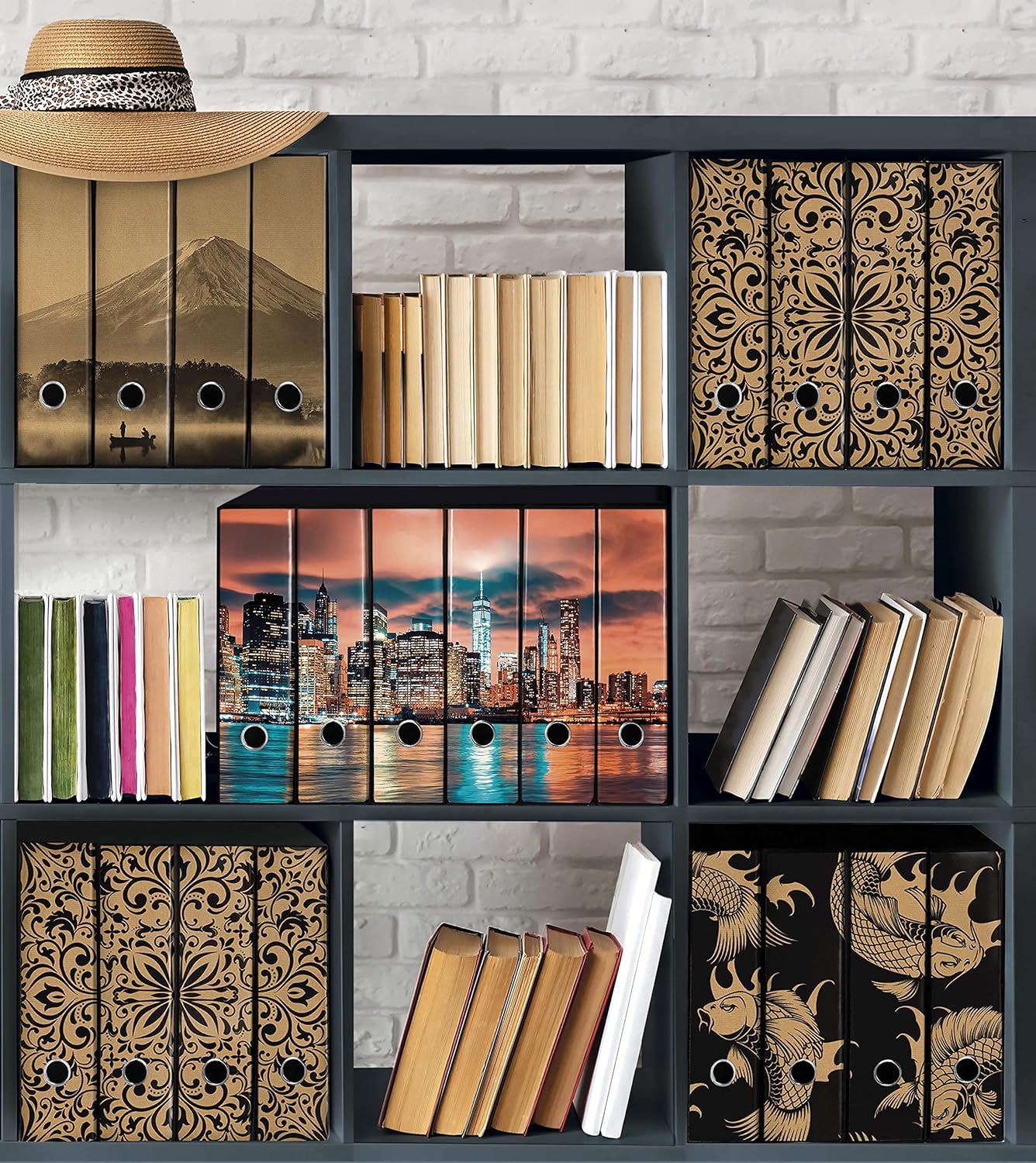 Set da 6 raccoglitori ad anelli - NEW YORK (H31 cm con 2 anelli)