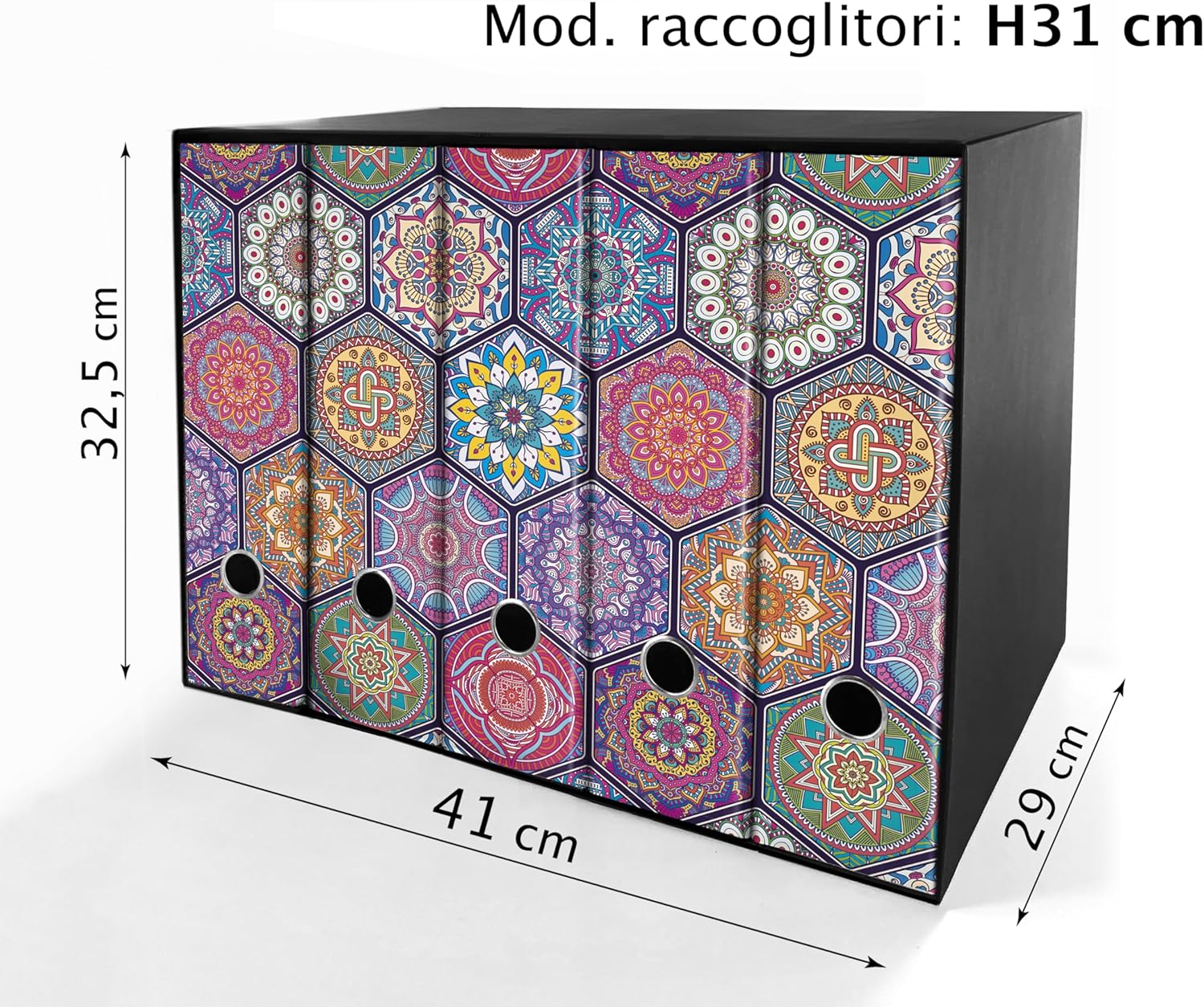 Set da 5 raccoglitori ad anelli MANDALA ORIENTALE - Faldoni SHAREPRINTING (H31 con 2 anelli)