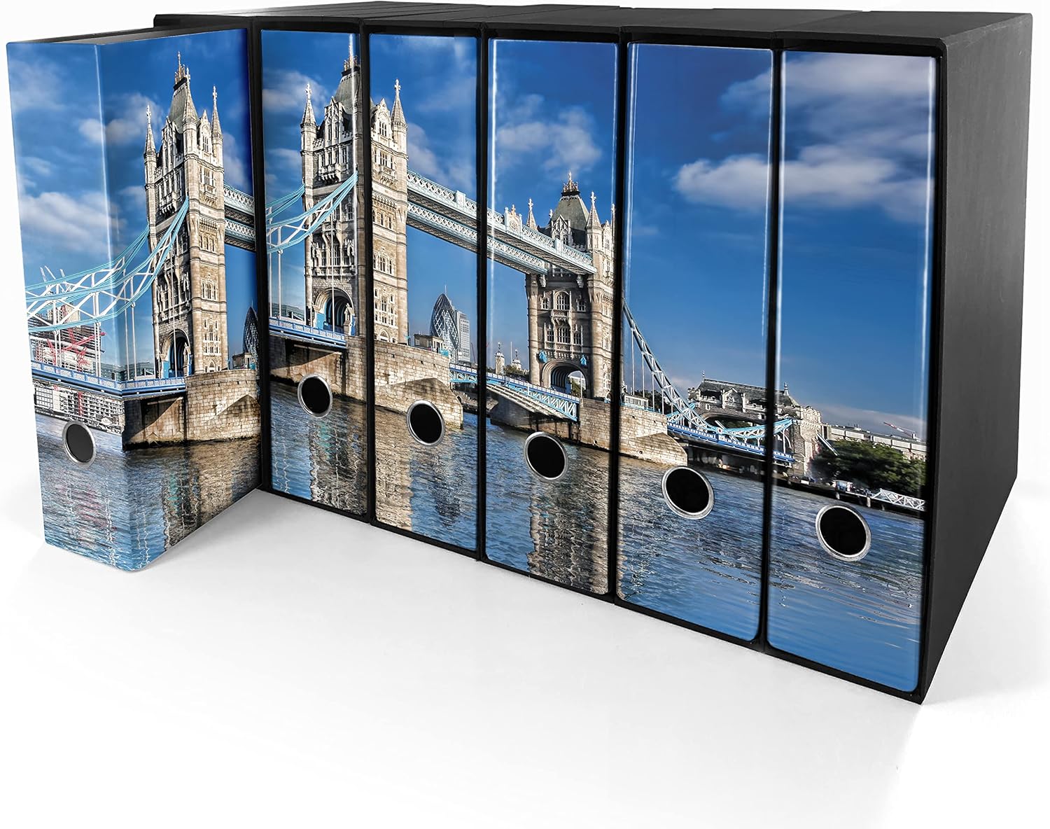 Set da 6 raccoglitori ad anelli LONDRA - Faldoni SHAREPRINTING (H31 con 2 anelli)