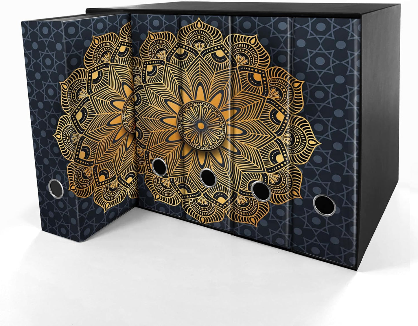 Set da 5 raccoglitori ad anelli MANDALA ORO BLU - Faldoni SHAREPRINTING (H31 con 2 anelli)