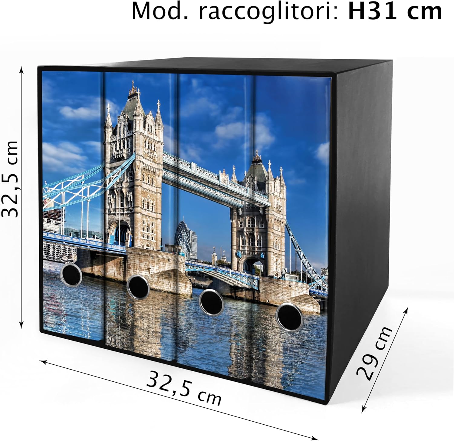 Set da 4 raccoglitori ad anelli LONDRA - Faldoni SHAREPRINTING (H31 con 2 anelli)