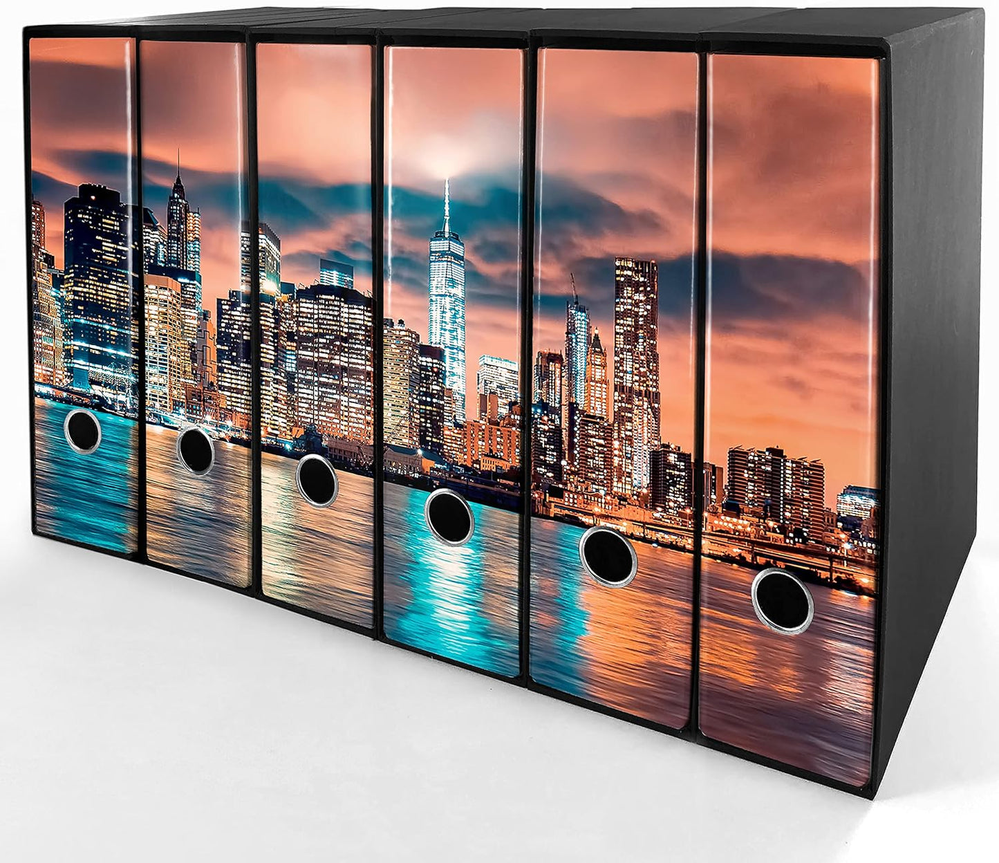 Set da 6 raccoglitori ad anelli - NEW YORK (H31 cm con 2 anelli)