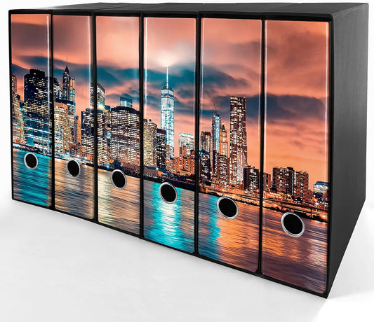 Set da 6 raccoglitori ad anelli - NEW YORK (H31 cm con 2 anelli)