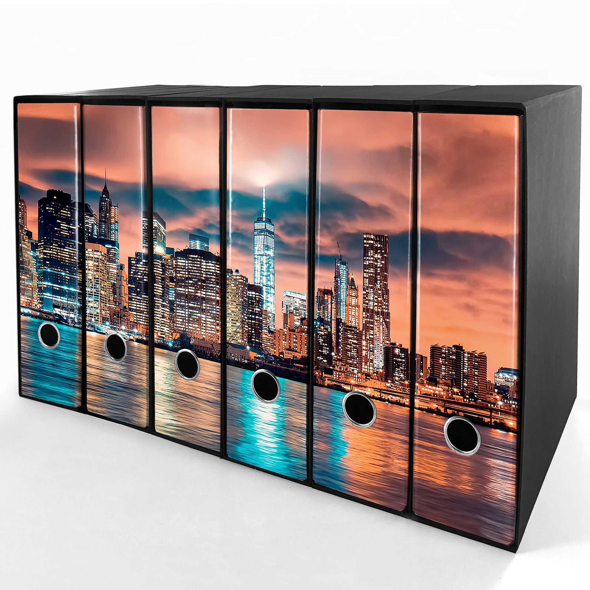 Set da 6 raccoglitori ad anelli - NEW YORK (H31 cm con 2 anelli)