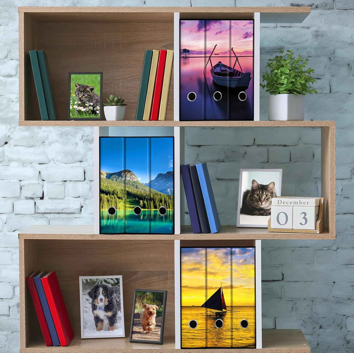 Set da 3 raccoglitori ad anelli - BARCA AL TRAMONTO (H31 cm con 2 anelli)
