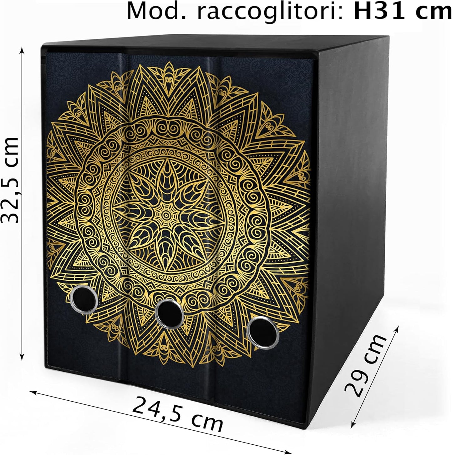 Set da 3 raccoglitori ad anelli - MANDALA color ORO (H31 cm con 2 anelli)