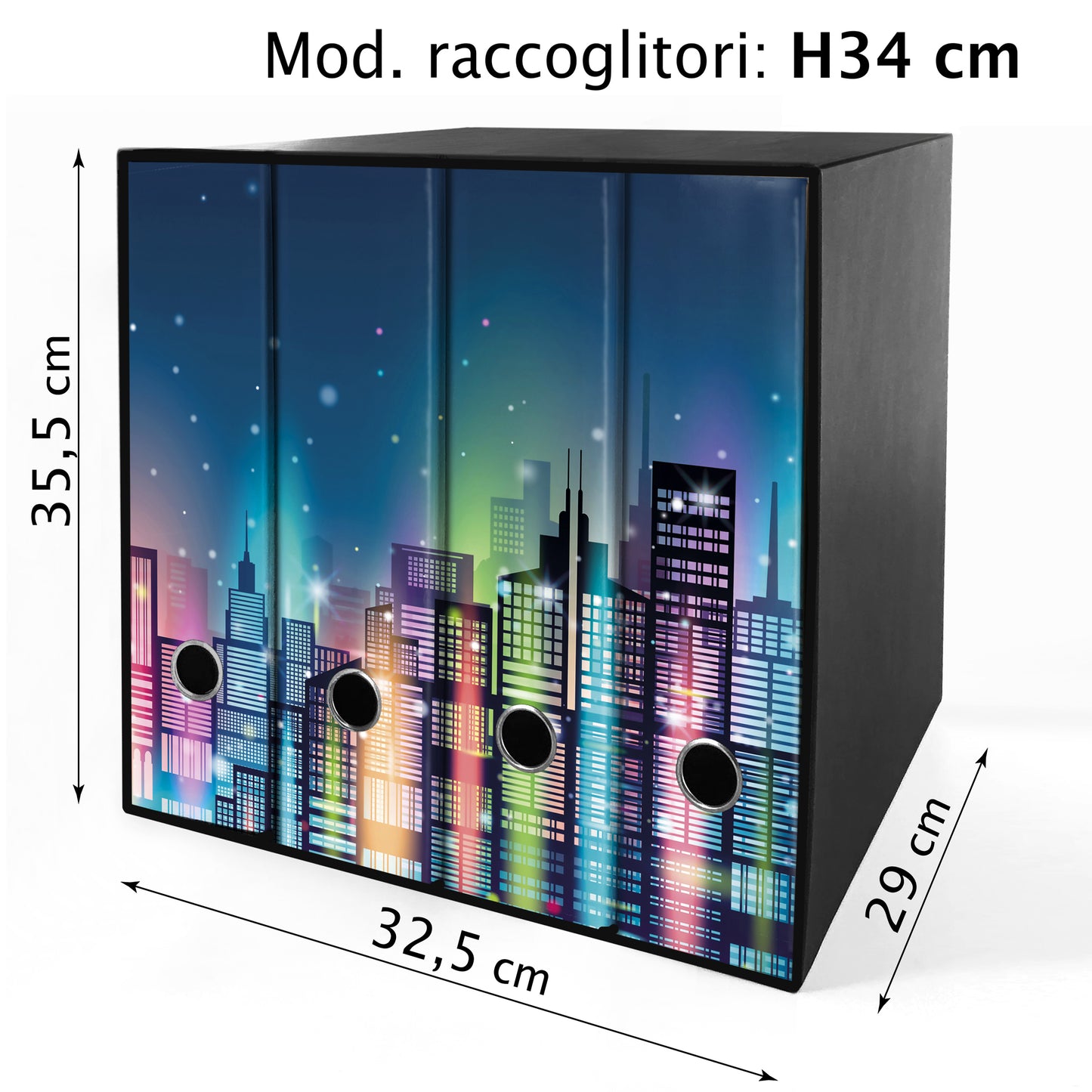 Shareprinting Set da 4 raccoglitori ad anelli - CITTA NOTTE