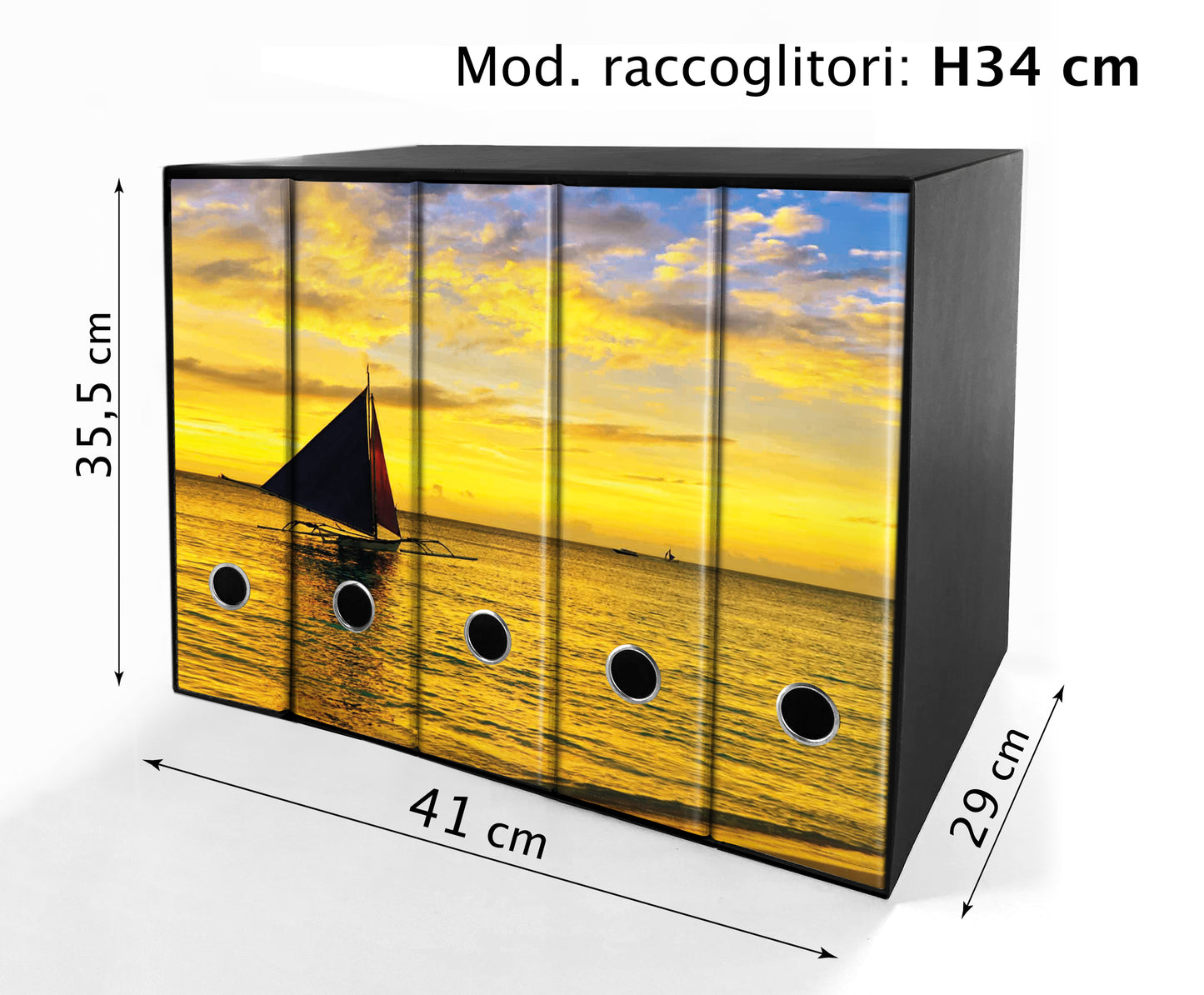SET da 5 Raccoglitori ad anelli - BARCA TRAMONTO