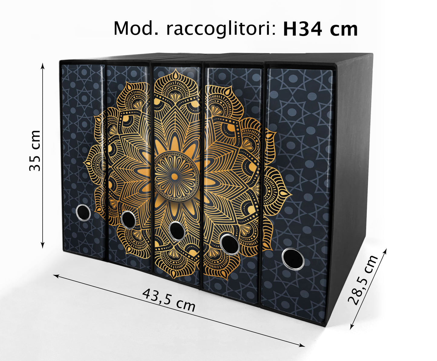 Set da 5 raccoglitori ad anelli MANDALA ORO BLU - Faldoni SHAREPRINTING