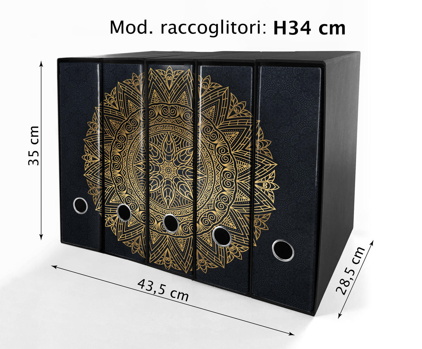 Set da 5 raccoglitori ad anelli MANDALA ORO - Faldoni SHAREPRINTING