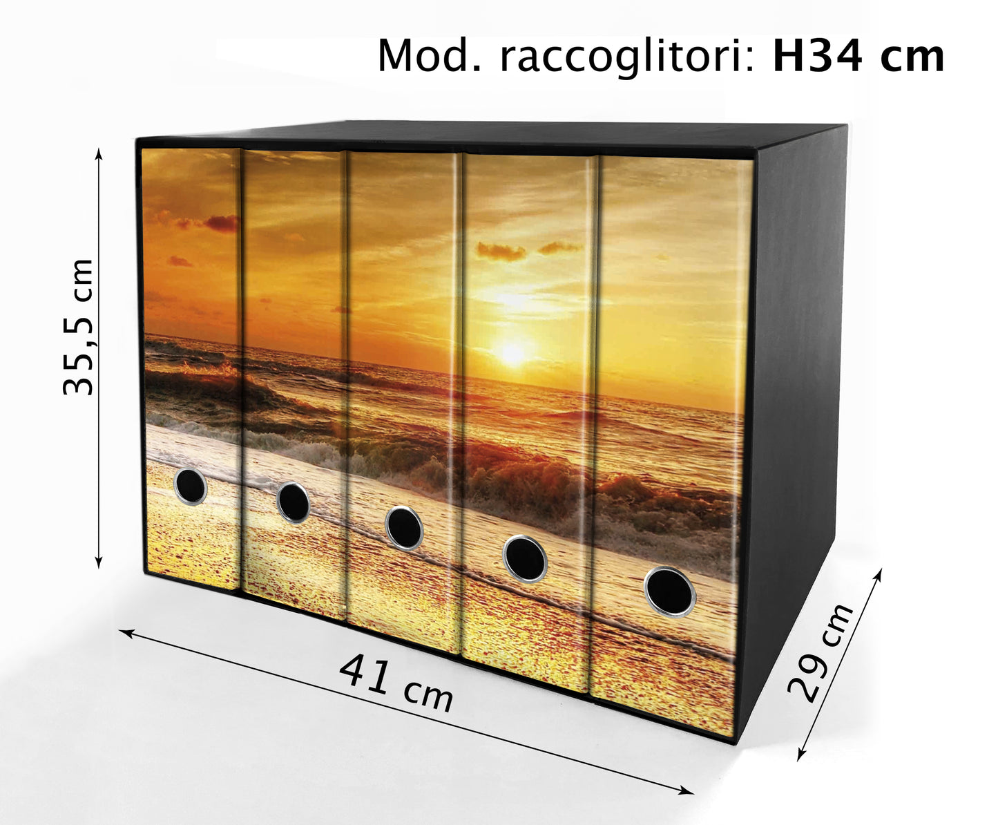 Shareprinting Set da 5 raccoglitori ad anelli - SPIAGGIA TRAMONTO