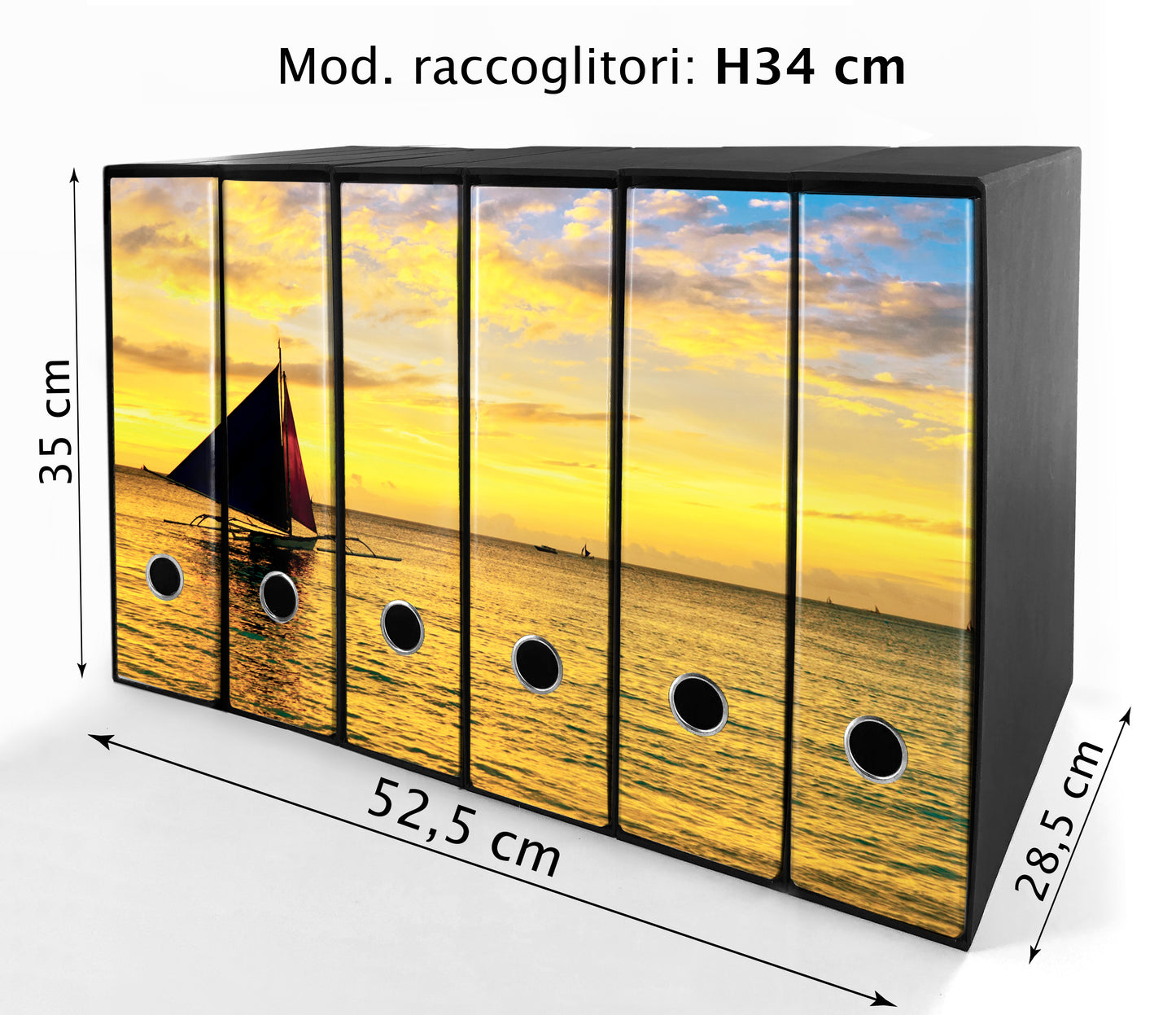 Set da 6 raccoglitori ad anelli - BARCA al TRAMONTO