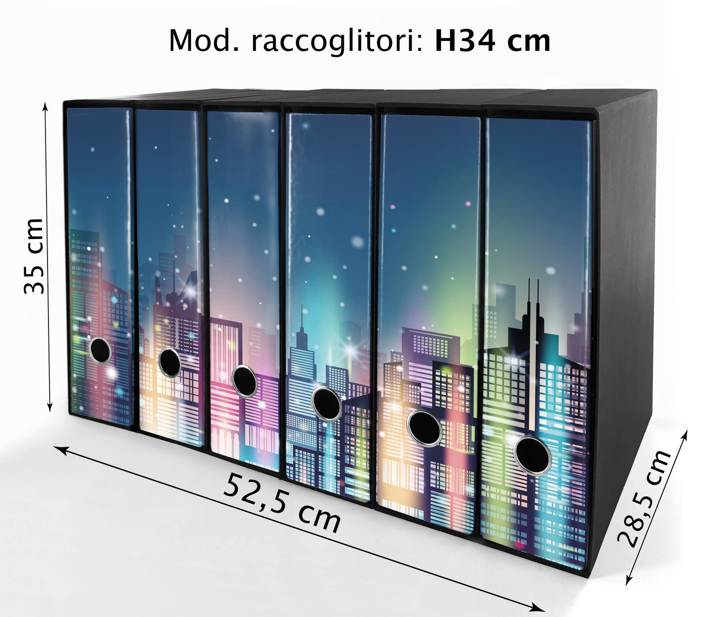 Set da 6 raccoglitori ad anelli CITTA DI NOTTE - Faldoni SHAREPRINTING