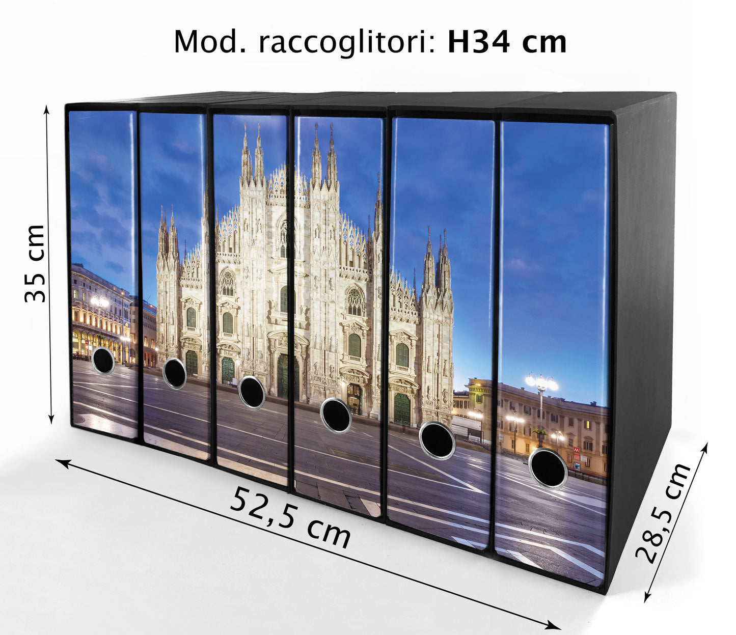 Set da 6 raccoglitori ad anelli DUOMO DI MILANO A COLORI - Faldoni SHAREPRINTING