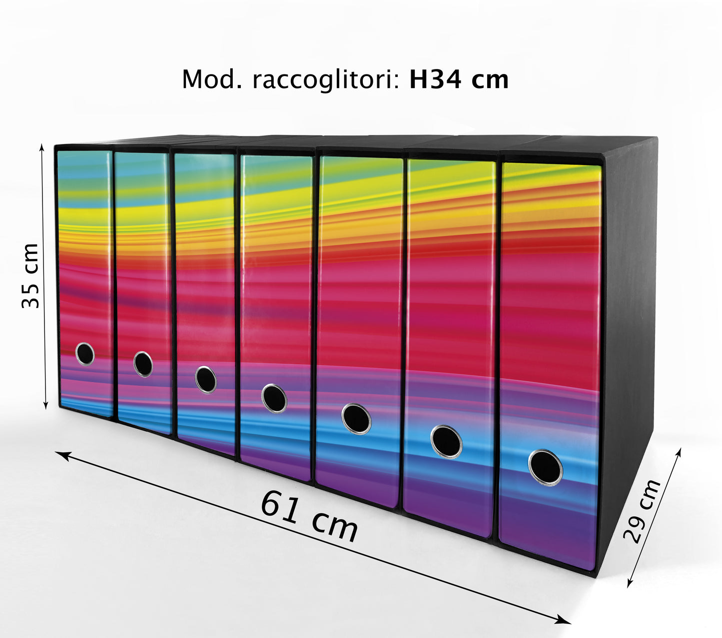 Set da 7 raccoglitori ad anelli ARCOBALENO - Faldoni SHAREPRINTING