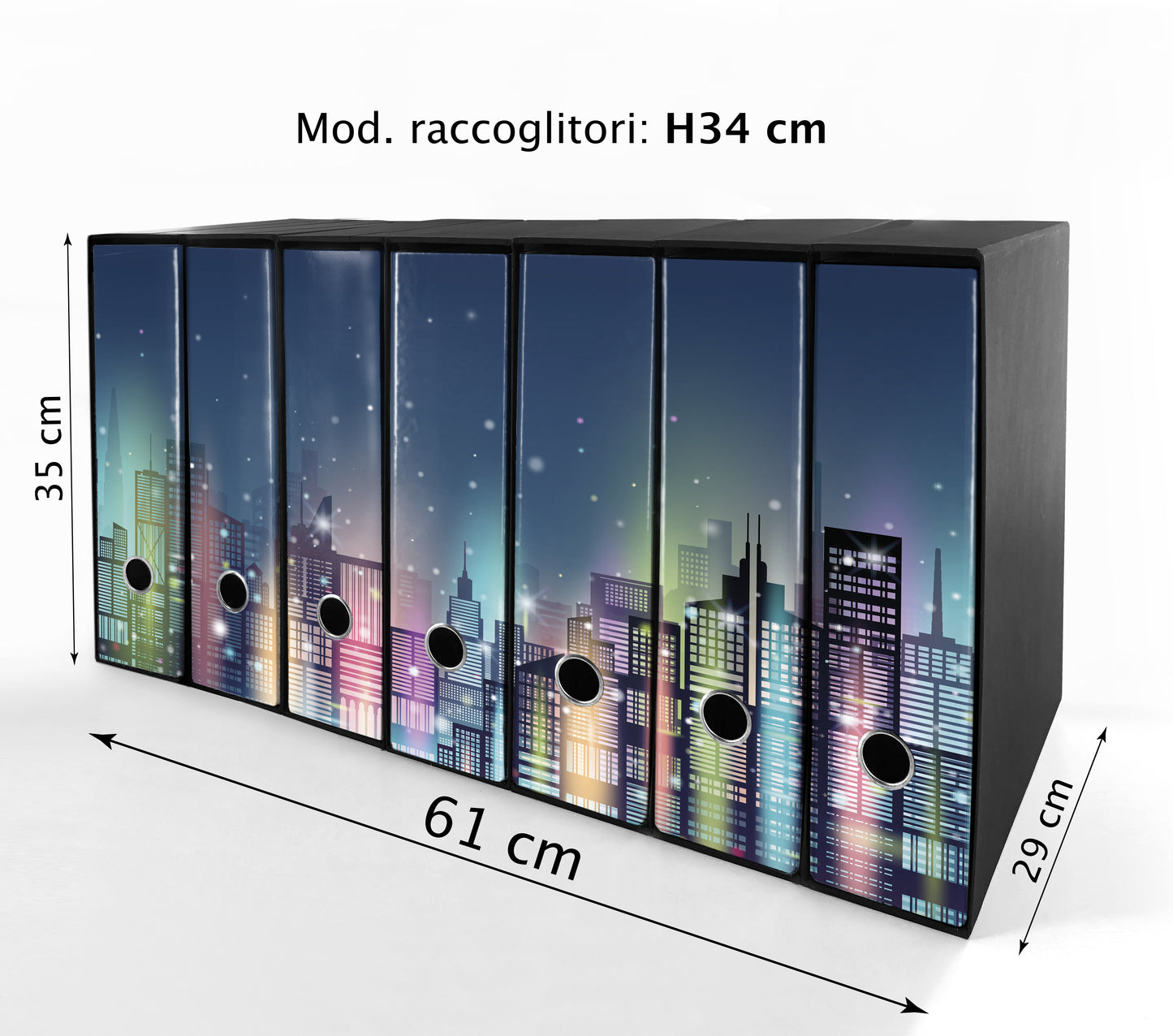 Set da 7 raccoglitori ad anelli CITTA DI NOTTE - Faldoni SHAREPRINTING