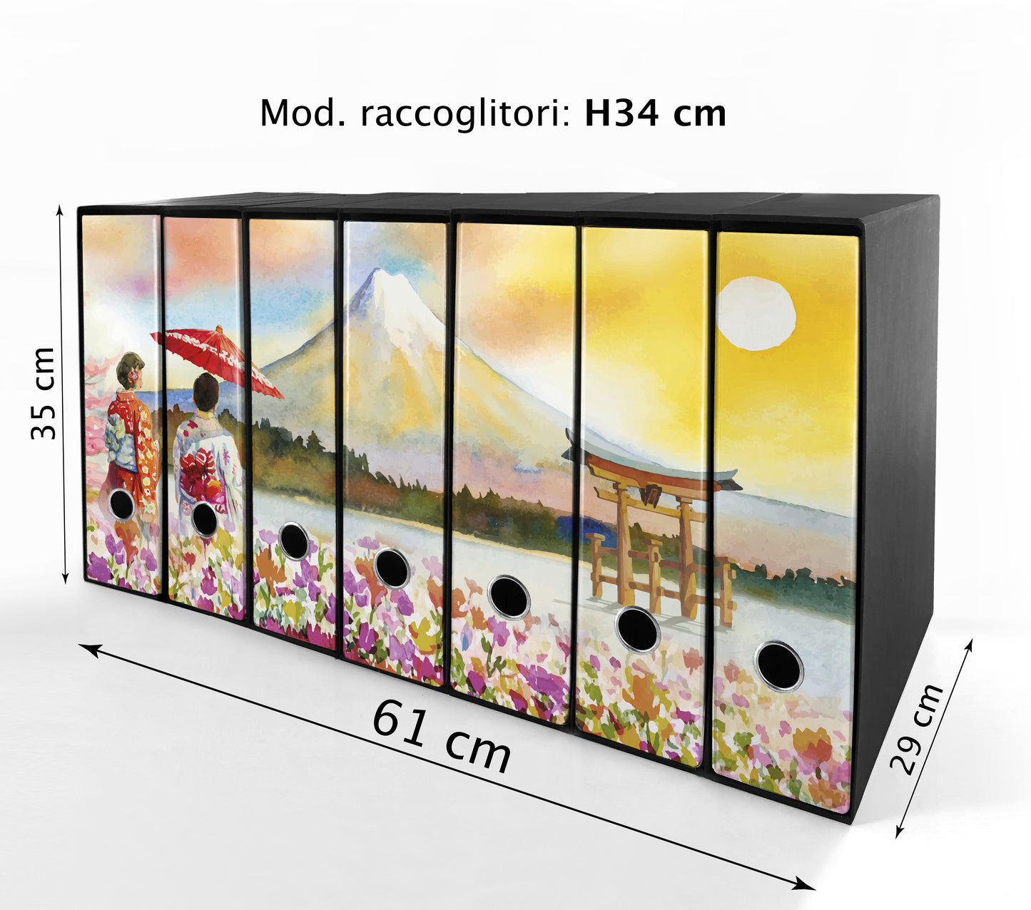 Set da 7 raccoglitori ad anelli MONTE FUJI DISEGNO - Faldoni SHAREPRINTING