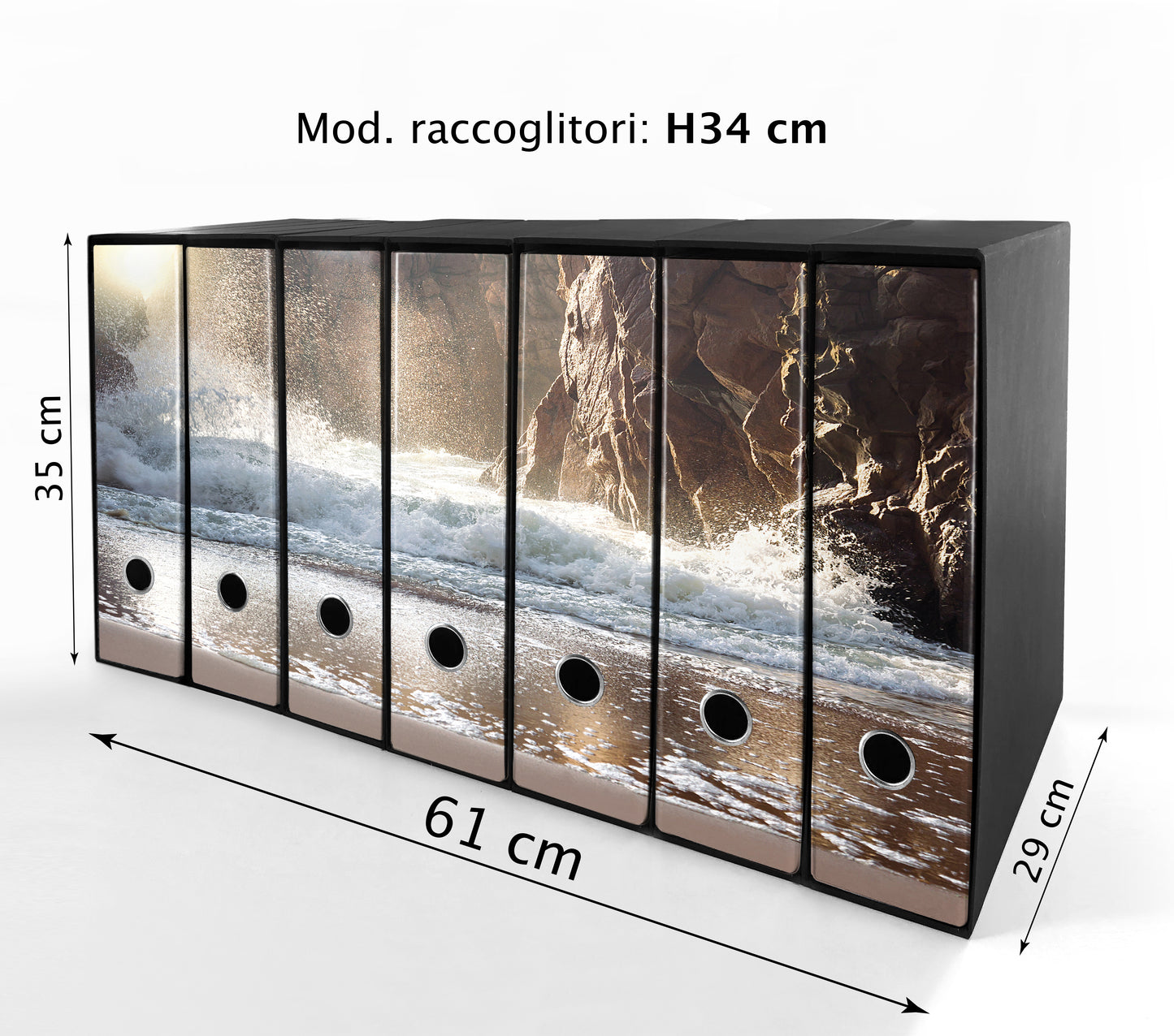 Set da 7 raccoglitori ad anelli ONDA e ROCCE - Faldoni SHAREPRINTING