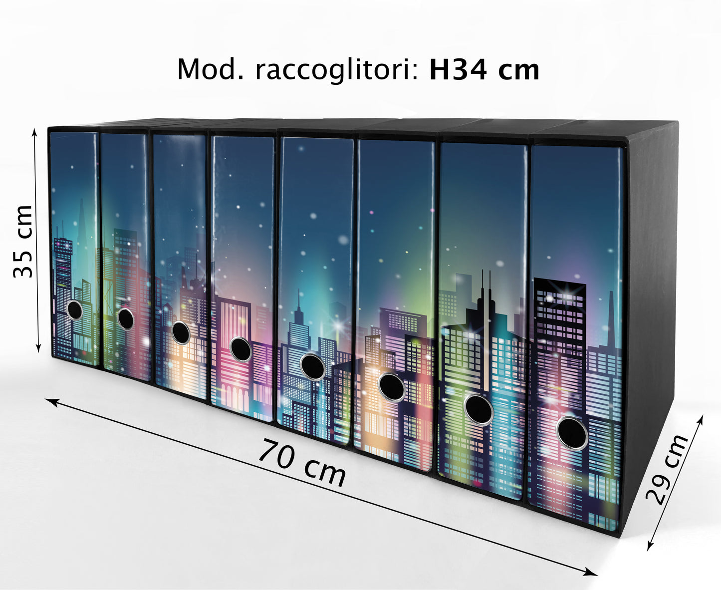 Set da 8 raccoglitori ad anelli CITTA DI NOTTE - Faldoni SHAREPRINTING