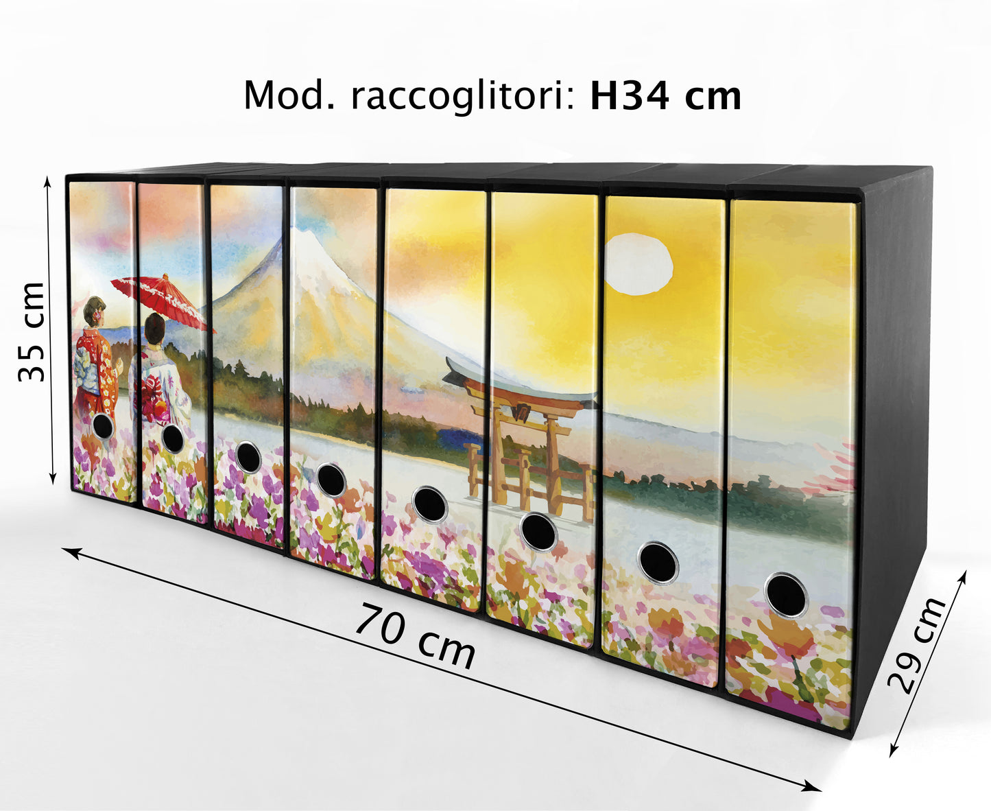 Set da 8 raccoglitori ad anelli MONTE FUJI DISEGNO - Faldoni SHAREPRINTING