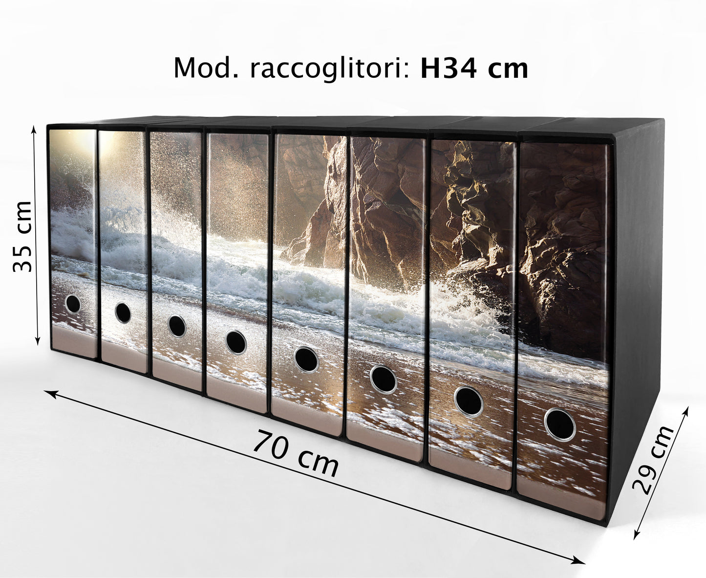 Set da 8 raccoglitori ad anelli ONDA e ROCCE - Faldoni SHAREPRINTING