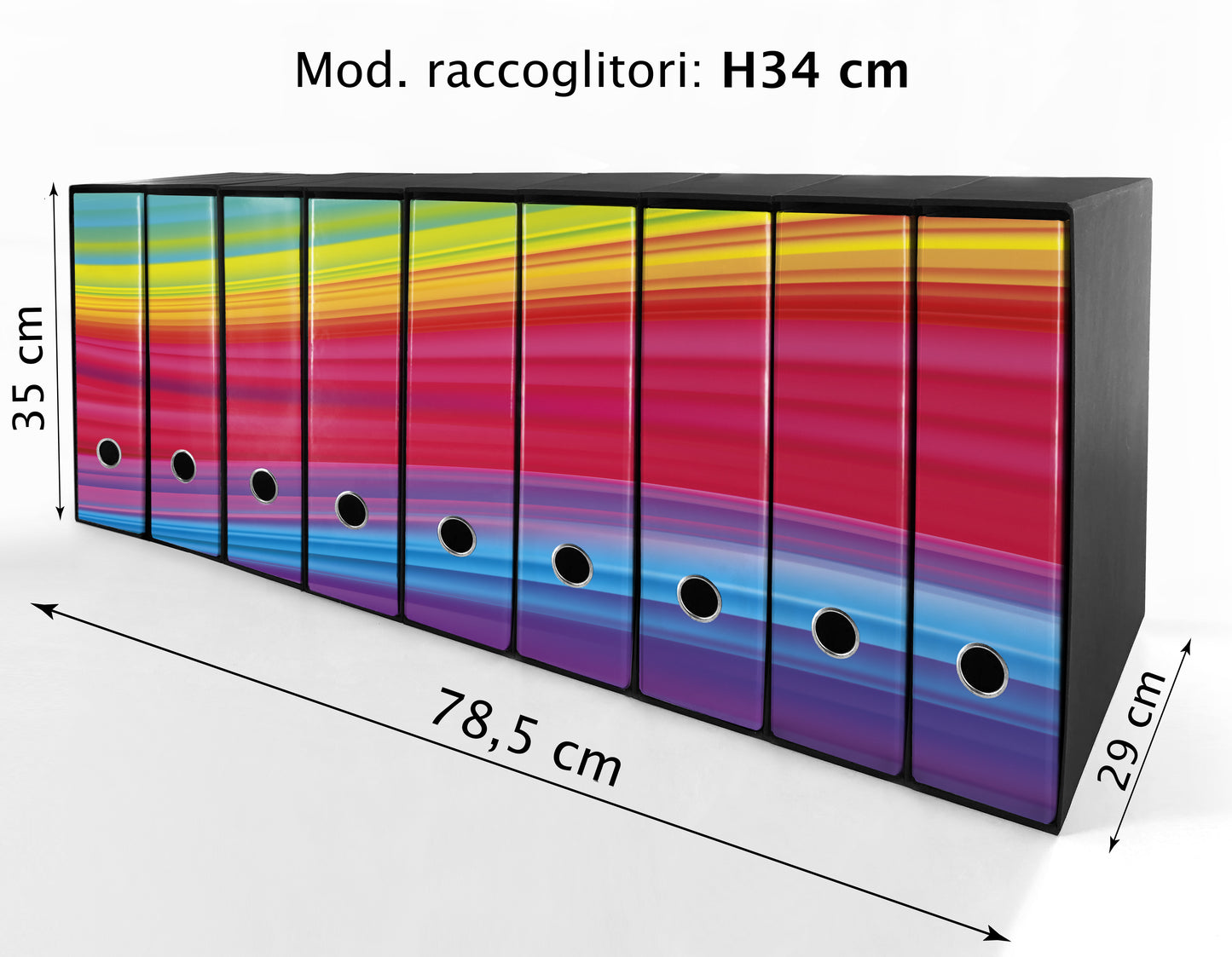 Set da 9 raccoglitori ad anelli ARCOBALENO - Faldoni SHAREPRINTING