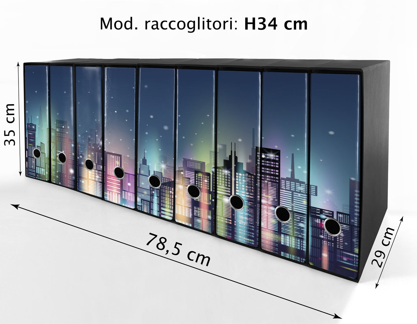 Set da 9 raccoglitori ad anelli CITTA DI NOTTE - Faldoni SHAREPRINTING