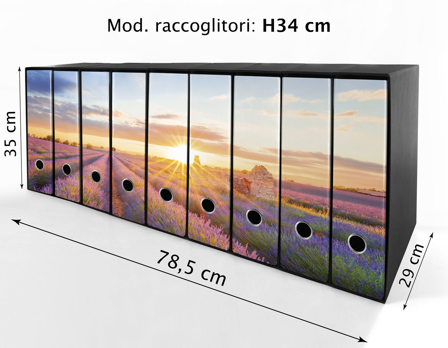 Set da 9 raccoglitori ad anelli LAVANDA AL TRAMONTO - Faldoni SHAREPRINTING