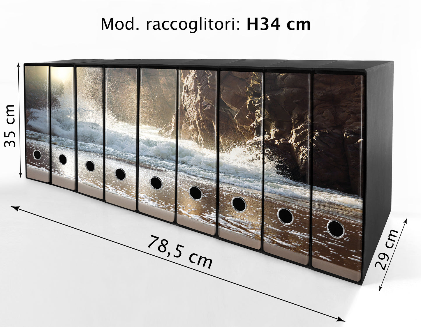 Set da 9 raccoglitori ad anelli ONDA e ROCCE - Faldoni SHAREPRINTING