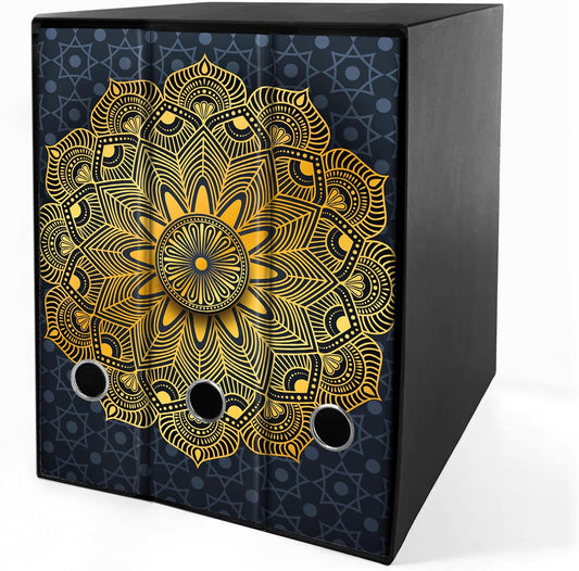 Set 3 raccoglitori ad anelli - MANDALA color ORO sfondo BLU (H31 cm con 2 anelli)