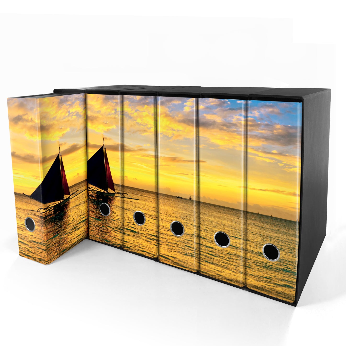 Set da 6 raccoglitori ad anelli - BARCA al TRAMONTO