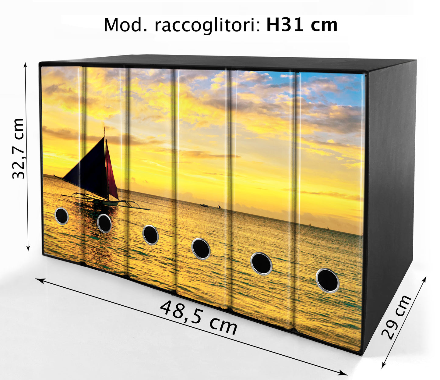 Set da 6 raccoglitori ad anelli - BARCA al TRAMONTO