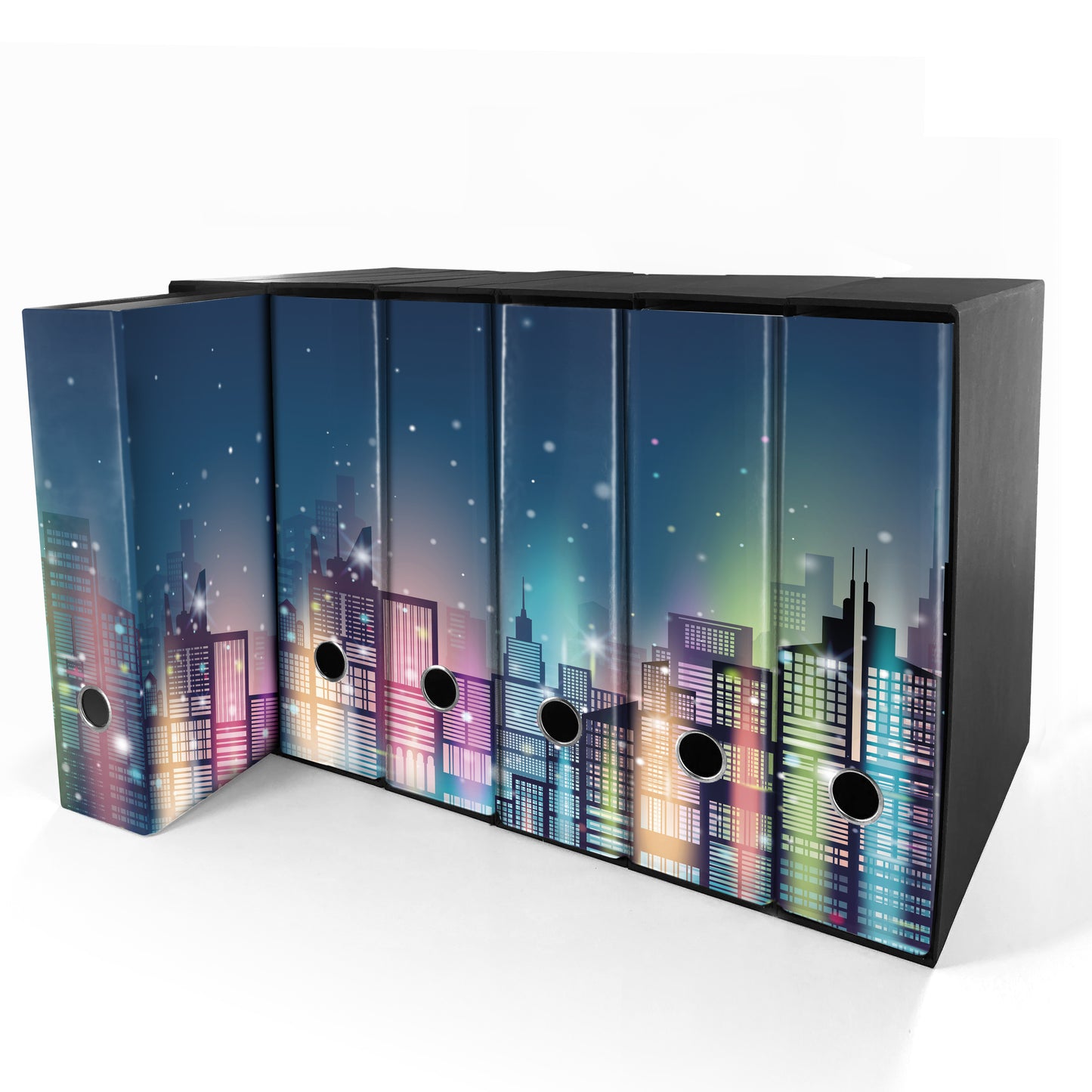 Set da 6 raccoglitori ad anelli CITTA DI NOTTE - Faldoni SHAREPRINTING